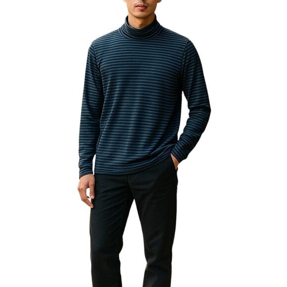 Pringle of Scotland Blue Striped Turtleneck - Picture 1 of 8